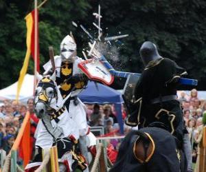пазл Два рыцаря на конях, участвующие в турнире